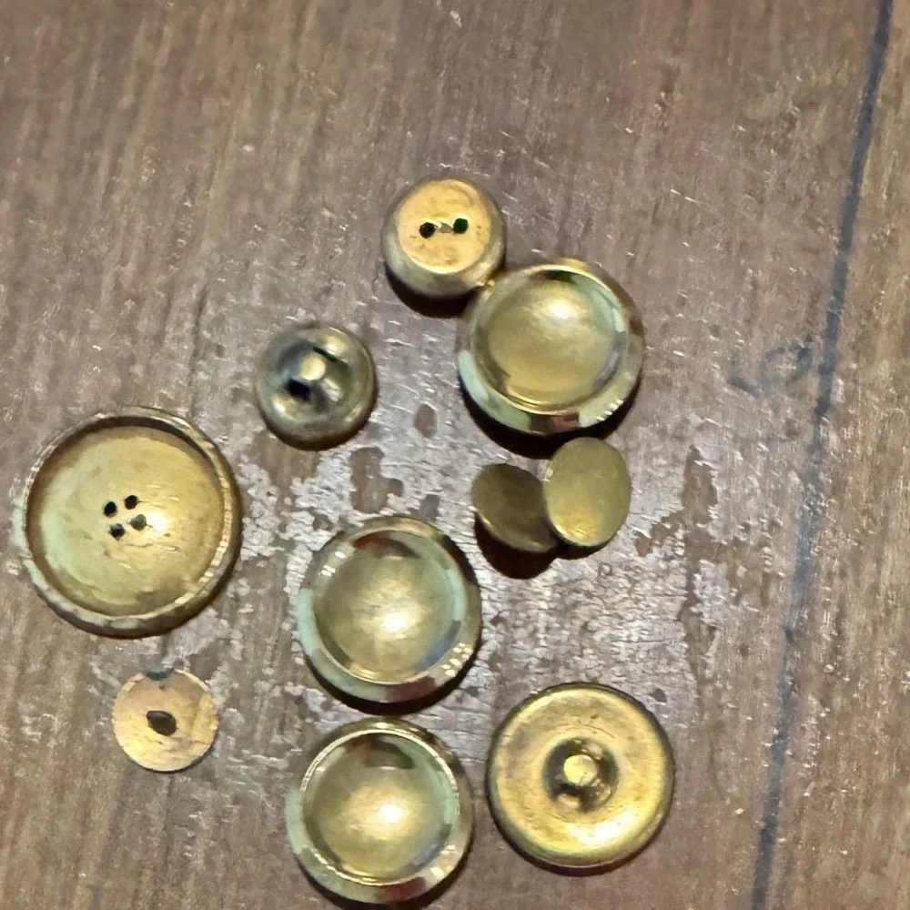 Vintage Mixed‎ Brass Gold Tone Buttons Lot Domed Blazer Flat Craft Sewing 15pc